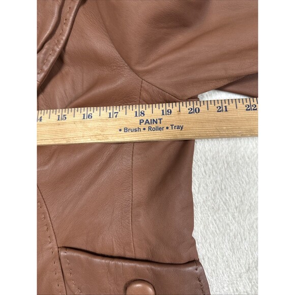 Classiques Entier Women’s L Soft Brown Genuine Lamb Leather Cropped Jacket - Picture 7 of 9